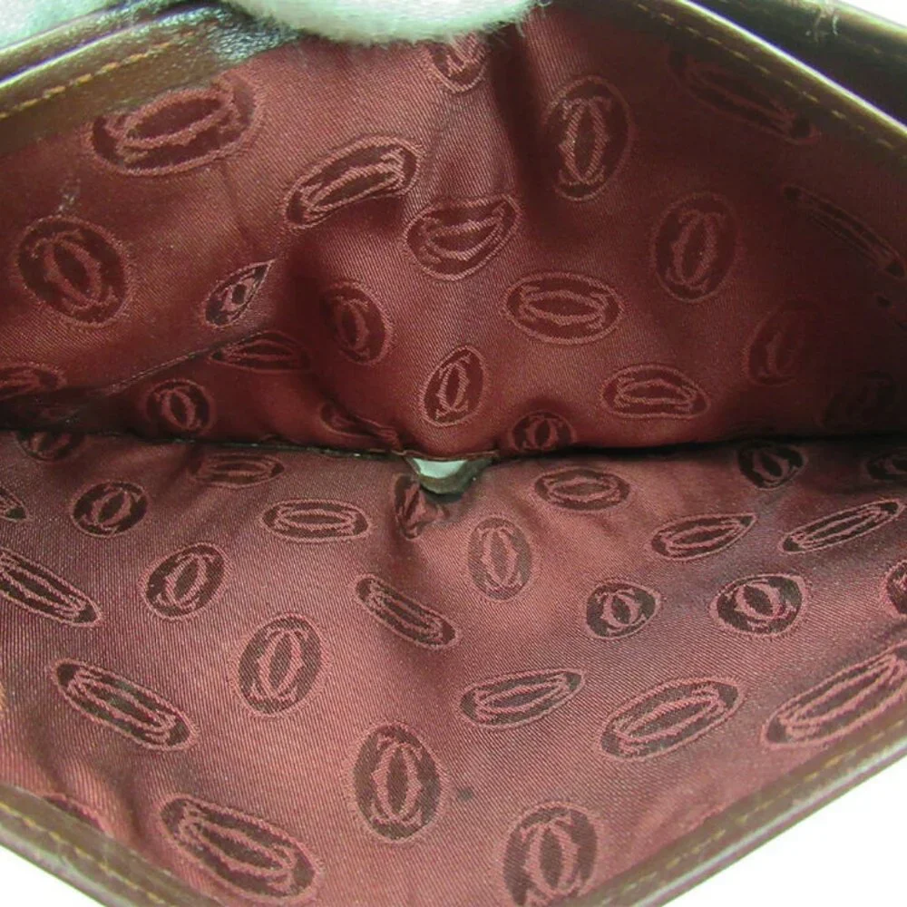 AUTH Cartier wallets mast line Bordeaux leather